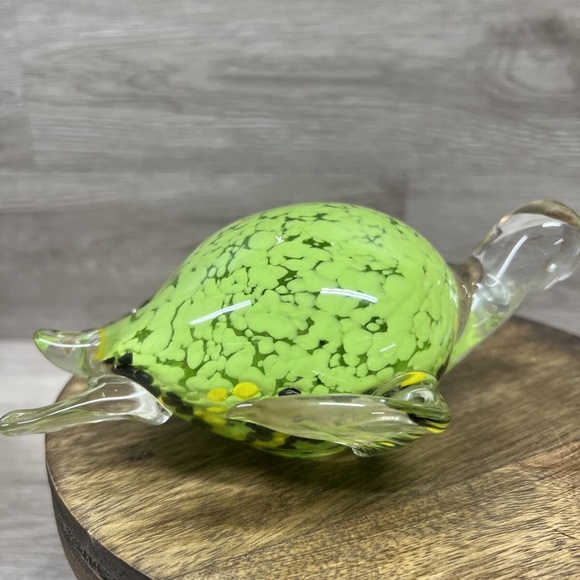 Fifth Avenue Crystal ltd Hand Blown Turtle Figurine Paperweight Green 7" Long - Picture 3 of 11
